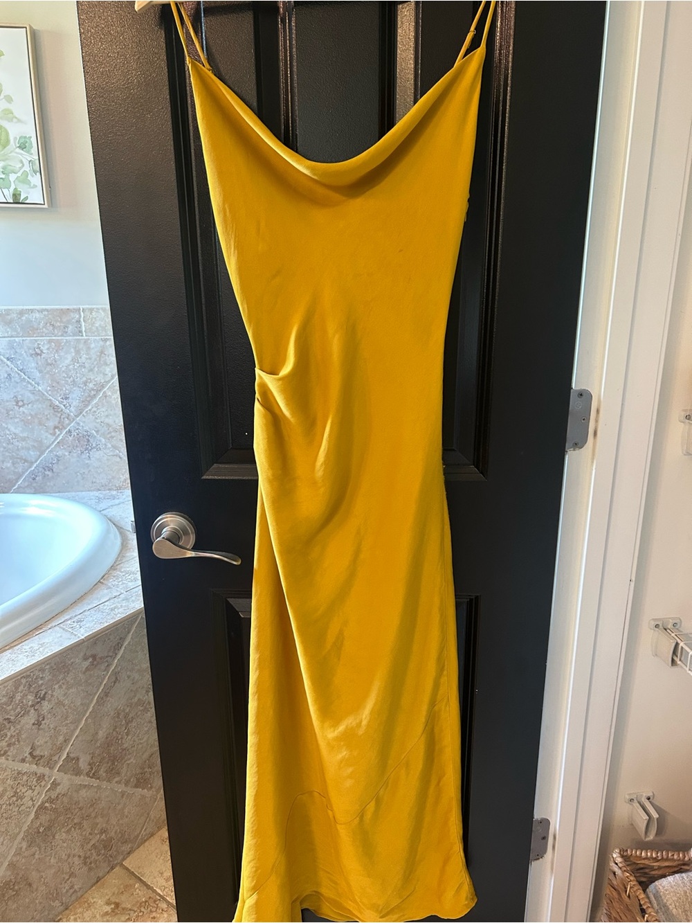 Zara Strapless Slip Dress in Mustard Yellow